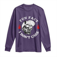 Fun Fact I Don’t Care Skull Long Sleeve Shirt Edgy Sarcastic Attitude - Wonder Print Shop