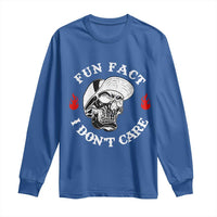 Fun Fact I Don’t Care Skull Long Sleeve Shirt Edgy Sarcastic Attitude - Wonder Print Shop
