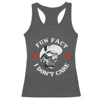 Fun Fact I Don’t Care Skull Racerback Tank Top Edgy Sarcastic Attitude - Wonder Print Shop