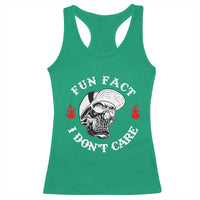 Fun Fact I Don’t Care Skull Racerback Tank Top Edgy Sarcastic Attitude - Wonder Print Shop