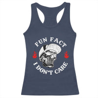 Fun Fact I Don’t Care Skull Racerback Tank Top Edgy Sarcastic Attitude - Wonder Print Shop