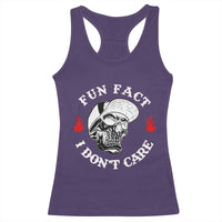 Fun Fact I Don’t Care Skull Racerback Tank Top Edgy Sarcastic Attitude - Wonder Print Shop