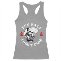 Fun Fact I Don’t Care Skull Racerback Tank Top Edgy Sarcastic Attitude - Wonder Print Shop
