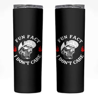 Fun Fact I Don’t Care Skull Skinny Tumbler Edgy Sarcastic Attitude - Wonder Print Shop