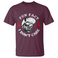 Fun Fact I Don’t Care Skull T Shirt Edgy Sarcastic Attitude - Wonder Print Shop