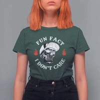 Fun Fact I Don’t Care Skull T Shirt For Women Edgy Sarcastic Attitude - Wonder Print Shop