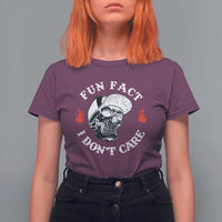Fun Fact I Don’t Care Skull T Shirt For Women Edgy Sarcastic Attitude - Wonder Print Shop