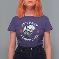 Fun Fact I Don’t Care Skull T Shirt For Women Edgy Sarcastic Attitude - Wonder Print Shop