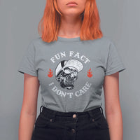 Fun Fact I Don’t Care Skull T Shirt For Women Edgy Sarcastic Attitude - Wonder Print Shop