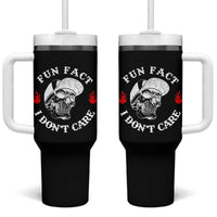 Fun Fact I Don’t Care Skull Tumbler With Handle Edgy Sarcastic Attitude - Wonder Print Shop