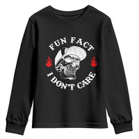 Fun Fact I Don’t Care Skull Youth Sweatshirt Edgy Sarcastic Attitude - Wonder Print Shop