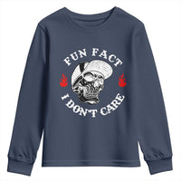 Fun Fact I Don’t Care Skull Youth Sweatshirt Edgy Sarcastic Attitude - Wonder Print Shop