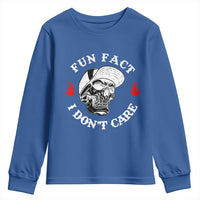 Fun Fact I Don’t Care Skull Youth Sweatshirt Edgy Sarcastic Attitude - Wonder Print Shop