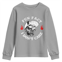 Fun Fact I Don’t Care Skull Youth Sweatshirt Edgy Sarcastic Attitude - Wonder Print Shop
