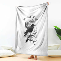 Funny Crow F Caw F Throw Blanket Gothic Raven and Moon TS02