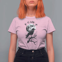 Funny Crow F Caw F T Shirt For Women Gothic Raven and Moon TS02