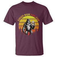 Funny Camping T Shirt Shuh Duh Fuh Cup Retro Funny Bigfoot Drinking Beer Camping - Wonder Print Shop
