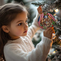 Patriotic Nativity Scene Christmas Ceramic Ornament American Flag Christian Christmas Baby Jesus and Angels Under the Star - Wonder Print Shop