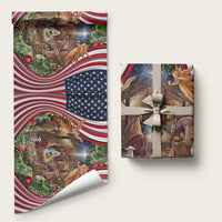 Patriotic Nativity Scene Wrapping Paper Roll American Flag Christian Christmas Baby Jesus and Angels Under the Star - Wonder Print Shop