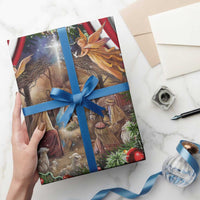 Patriotic Nativity Scene Wrapping Paper Roll American Flag Christian Christmas Baby Jesus and Angels Under the Star - Wonder Print Shop