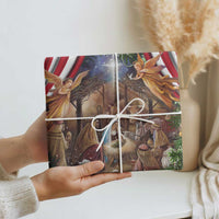 Patriotic Nativity Scene Wrapping Paper American Flag Christian Christmas Baby Jesus and Angels Under the Star - Wonder Print Shop