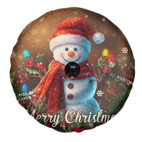 Merry Christmas Snowman Spare Tire Cover Whimsical Holiday Poinsettias Santa Hat - Wonder Print Shop