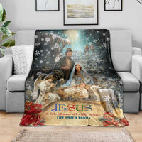 Jesus is the Reason for the Season Throw Blanket Personalized Christian Christmas Nativity Scene Custom Family Name - Wonder Print Shop