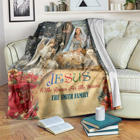 Jesus is the Reason for the Season Throw Blanket Personalized Christian Christmas Nativity Scene Custom Family Name - Wonder Print Shop