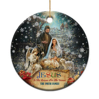 Jesus is the Reason for the Season Christmas Ceramic Ornament Personalized Christian Christmas Nativity Scene Custom Family Name - Wonder Print Shop