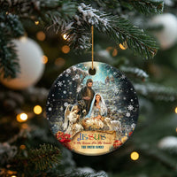 Jesus is the Reason for the Season Christmas Ceramic Ornament Personalized Christian Christmas Nativity Scene Custom Family Name - Wonder Print Shop