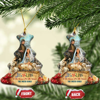 Jesus is the Reason for the Season Christmas Ceramic Ornament Personalized Christian Christmas Nativity Scene Custom Family Name - Wonder Print Shop