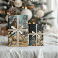 Jesus is the Reason for the Season Wrapping Paper Roll Personalized Christian Christmas Nativity Scene Custom Family Name - Wonder Print Shop