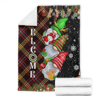 Christmas Gnome Welcome Throw Blanket Cute Holiday Gnomes with Plaid and Candy Cane Winter - Wonder Print Shop