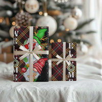 Christmas Gnome Welcome Wrapping Paper Roll Cute Holiday Gnomes with Plaid and Candy Cane Winter - Wonder Print Shop