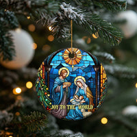 Joy to the World Stained Glass Nativity Scene Christmas Ceramic Ornament Christian Christmas Holy Family Star of Bethlehem - Wonder Print Shop