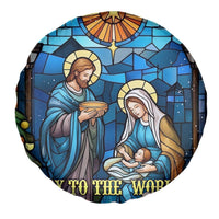 Joy to the World Stained Glass Nativity Scene Spare Tire Cover Christian Christmas Holy Family Star of Bethlehem - Wonder Print Shop