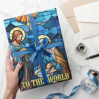 Joy to the World Stained Glass Nativity Scene Wrapping Paper Christian Christmas Holy Family Star of Bethlehem - Wonder Print Shop