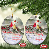 Cardinal Memorial Winter Christmas Christmas Ceramic Ornament Those We Love Dont Go Away Red and Yellow Cardinals - Wonder Print Shop