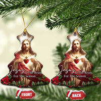 Sacred Heart of Jesus Christmas Christmas Ceramic Ornament Jesus Is the Reason for the Season Radiant Glow Poinsettias - Wonder Print Shop