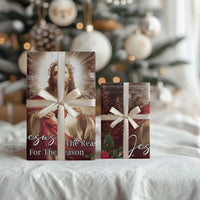 Sacred Heart of Jesus Christmas Wrapping Paper Jesus Is the Reason for the Season Radiant Glow Poinsettias - Wonder Print Shop