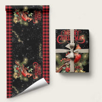 Merry Christmas Cardinal Wrapping Paper Buffalo Plaid Holiday Redbird Holly and Bells - Wonder Print Shop