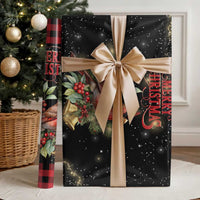 Merry Christmas Cardinal Wrapping Paper Roll Buffalo Plaid Holiday Redbird Holly and Bells - Wonder Print Shop