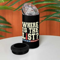 Where Is The List 4 in 1 Can Cooler Tumbler Funny Political Conspiracy Parody - Wonder Print Shop