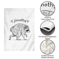 Cute Jimothy the Raccoon Hand Drawn Graphic Garden Flag Seattle Trash Panda Lover Supporter
