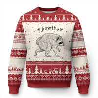 Cute Jimothy the Raccoon Hand Drawn Graphic Ugly Christmas Sweater Seattle Trash Panda Lover Supporter