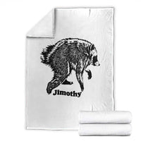 Jimothy Viral Seattle Raccoon Vintage Woodcut Style Graphic Throw Blanket Funny Trash Panda Wildlife Meme