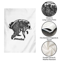 Jimothy Viral Seattle Raccoon Vintage Woodcut Style Graphic Garden Flag Funny Trash Panda Wildlife Meme
