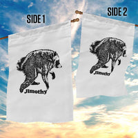 Jimothy Viral Seattle Raccoon Vintage Woodcut Style Graphic Garden Flag Funny Trash Panda Wildlife Meme