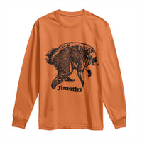 Jimothy Viral Seattle Raccoon Vintage Woodcut Style Graphic Long Sleeve Shirt Funny Trash Panda Wildlife Meme