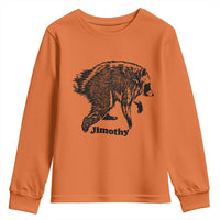Jimothy Viral Seattle Raccoon Vintage Woodcut Style Graphic Youth Sweatshirt Funny Trash Panda Wildlife Meme
